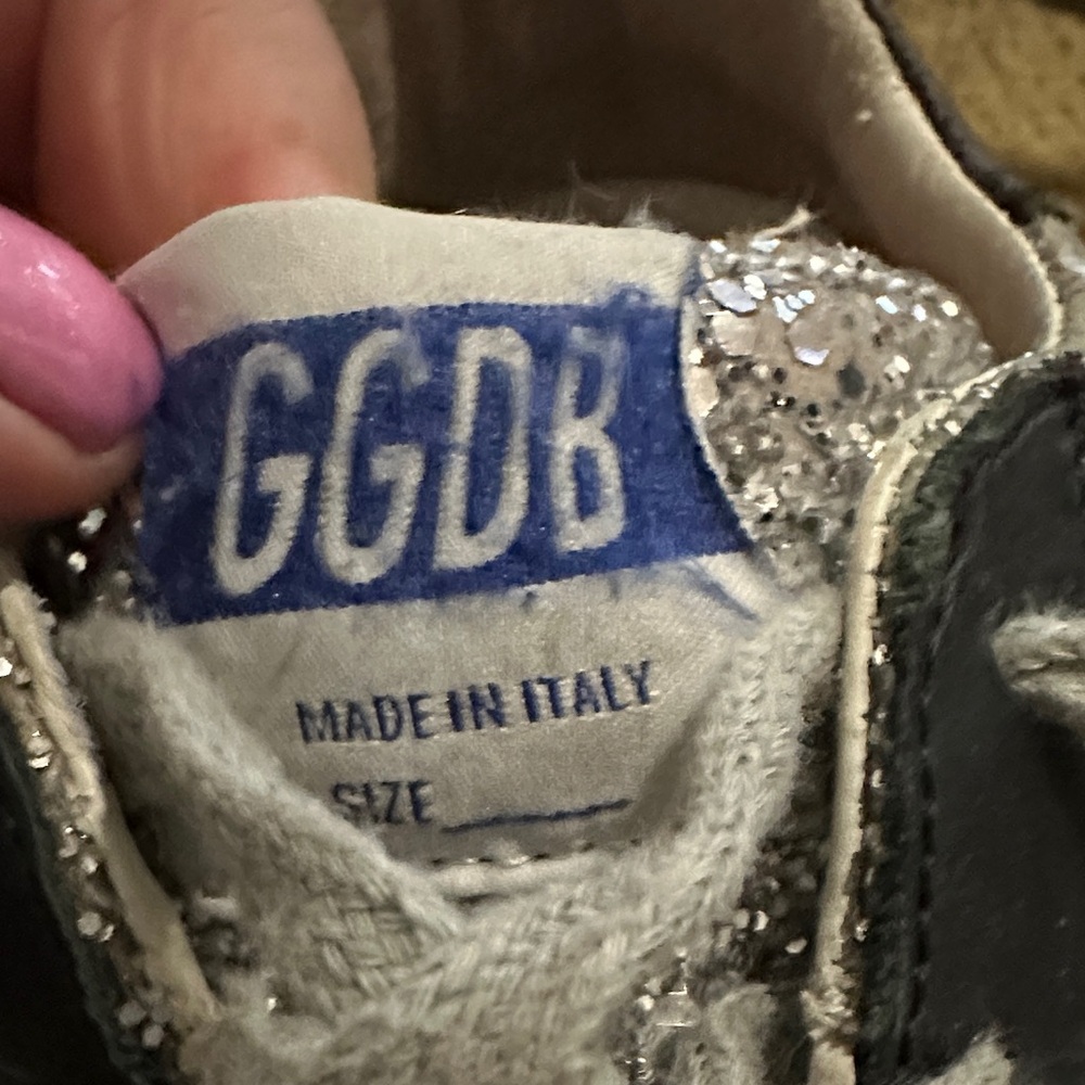 Golden Goose Silver Glitter Sneakers with Black Accents - Picture 5 of 6
